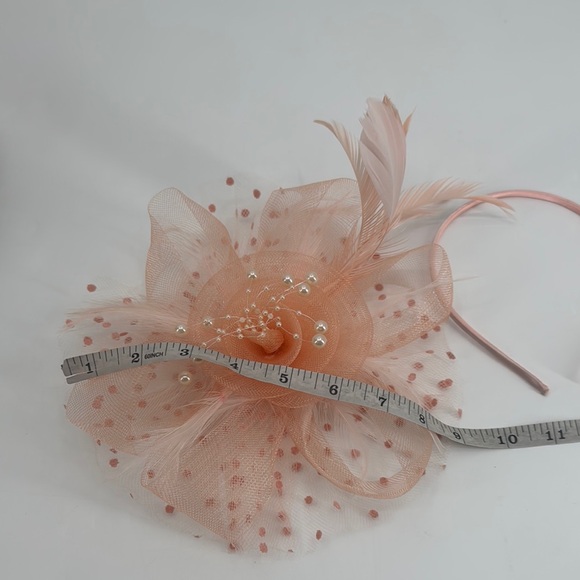 Vintage Feather Pearl Mesh Derby Headpiece Headband Headpiece Fascinator - Picture 12 of 14